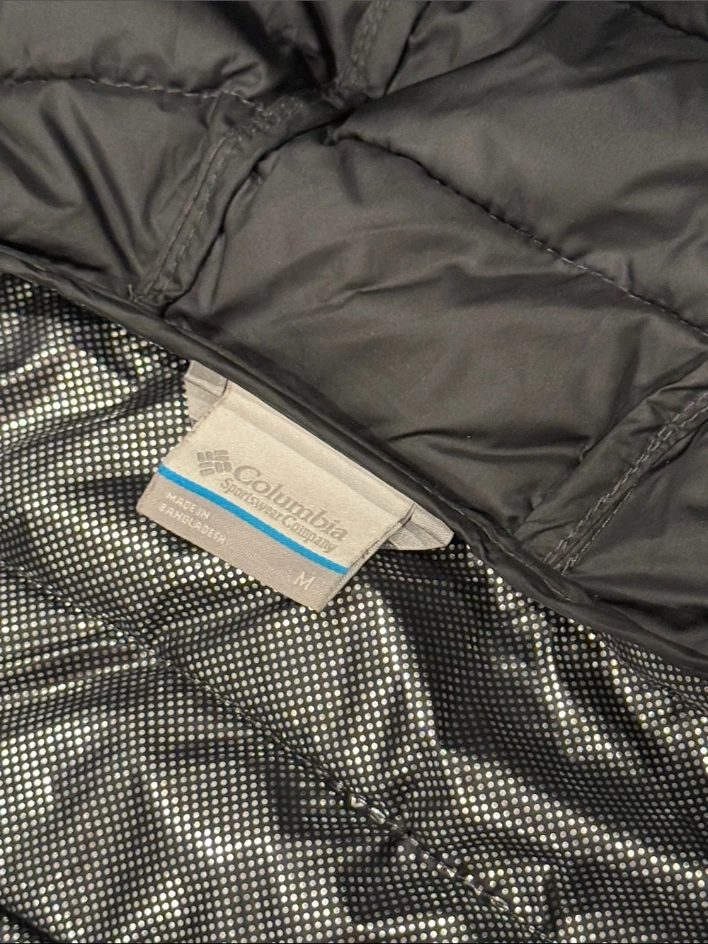 Columbia Omni-Heat Hooded Puffer Jacket Men's Size Medium Black Gray Full Zip